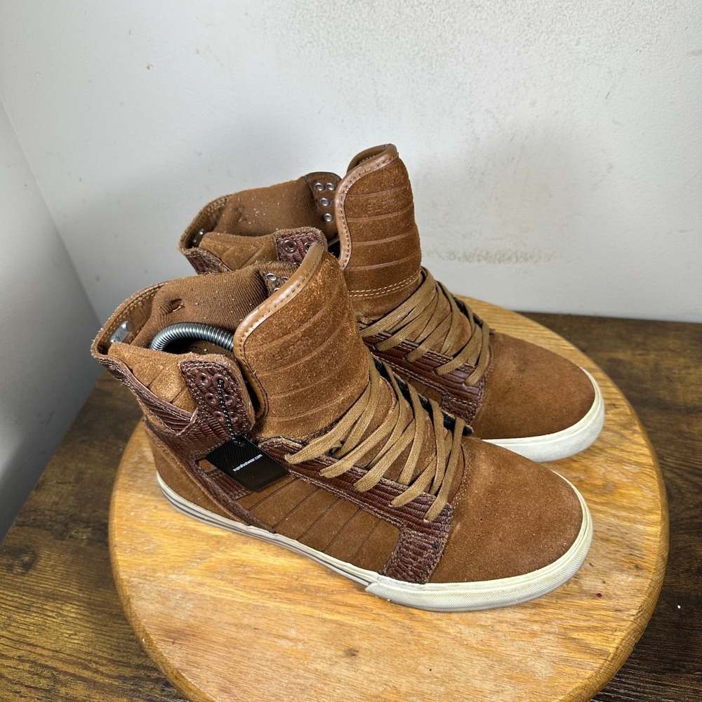 Supra Skytop Mens Brown Suede High Top Skate Shoes Sneakers US 7.5